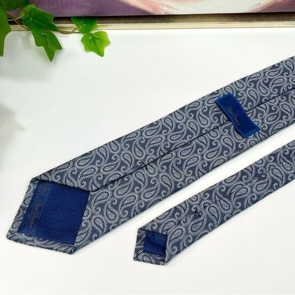 New David Donahue Paisley Silk Tie in Gray - Picture 5 of 9